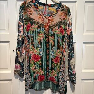 Floral Multicolor silk Top by Johnny Was never worn